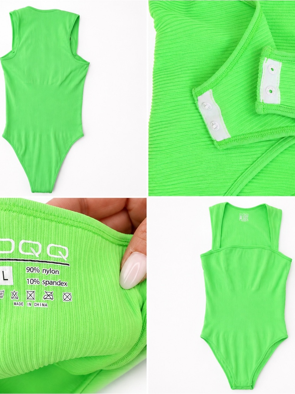 OQQ Neon Green Ribbed One-Piece Bodysuit